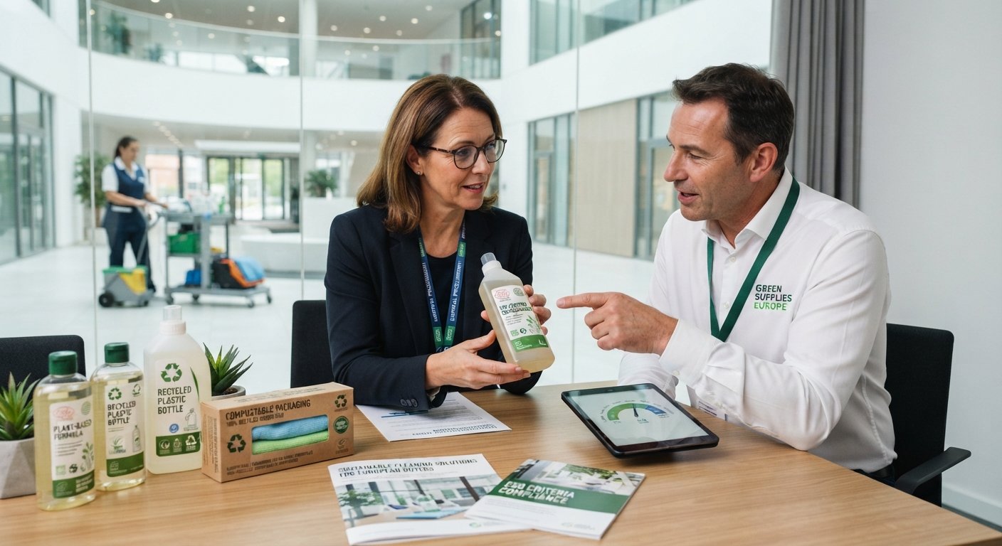 Eco-friendly sustainable commercial cleaning products and microfiber recycling in Europe